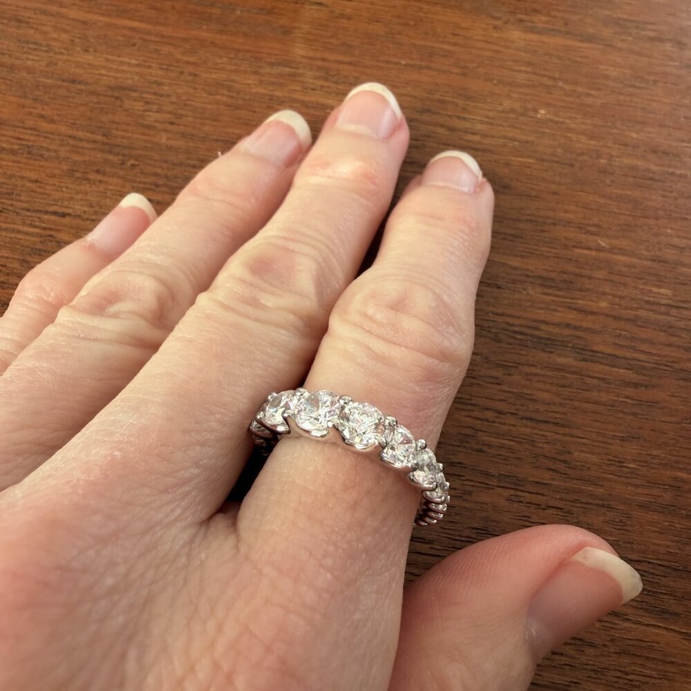 Radiance by Absolute Sterling Silver Graduated Stone 3/4 Eternity Ring - 7.25